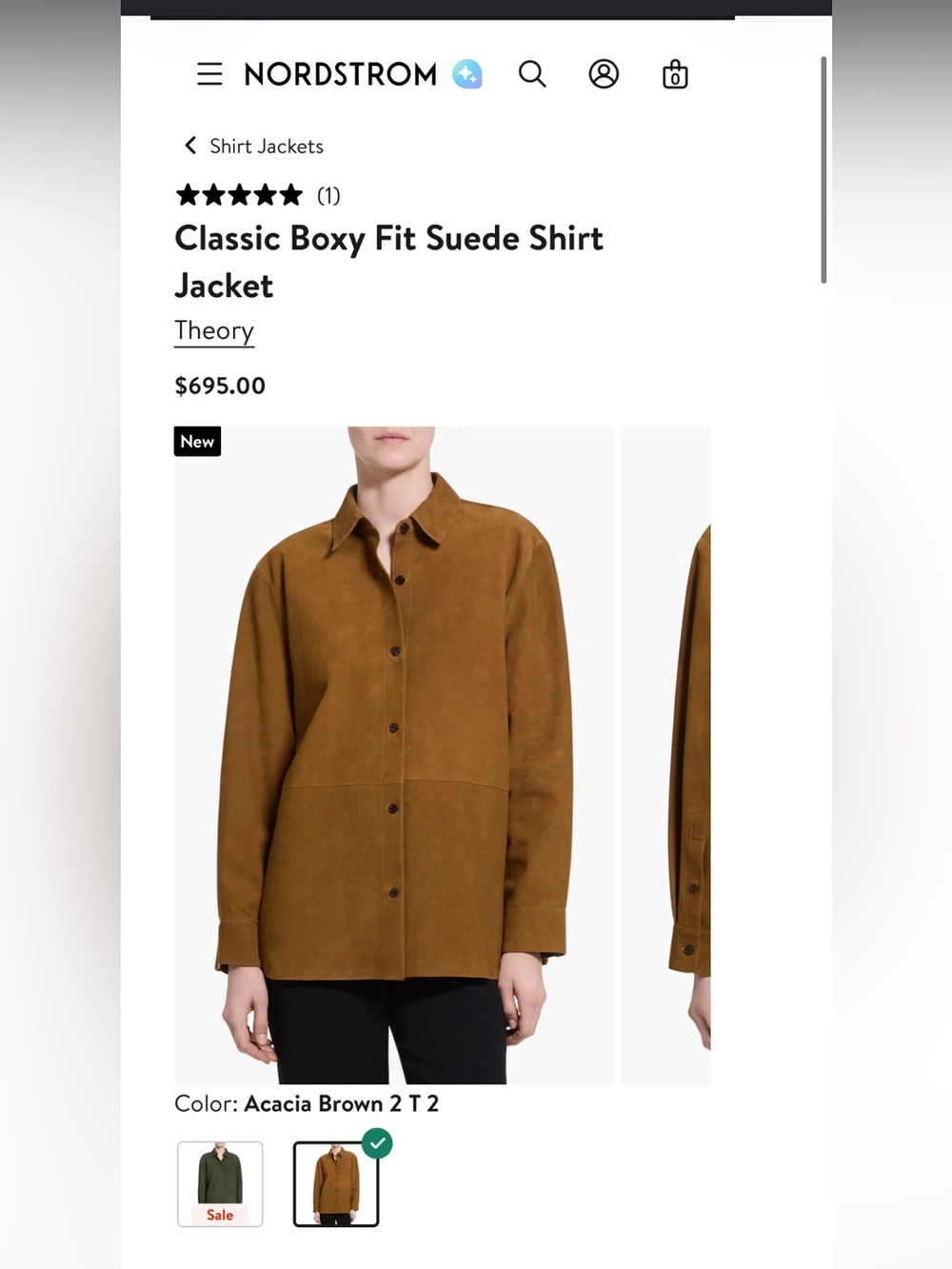 Theory Suede Shirt Jacket in Acacia Brown